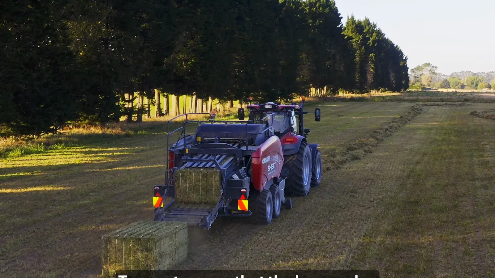 Tractor working through lucerne rows in the paddock